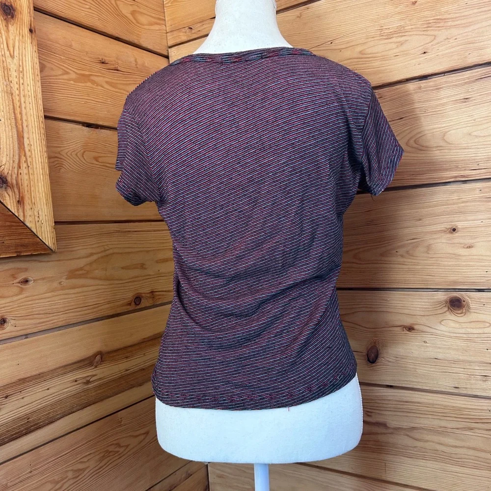 Brandy Melville Striped Baby Tee Red Blue Size Small Medium Retro Y2K Cute Ditsy - Picture 6 of 8